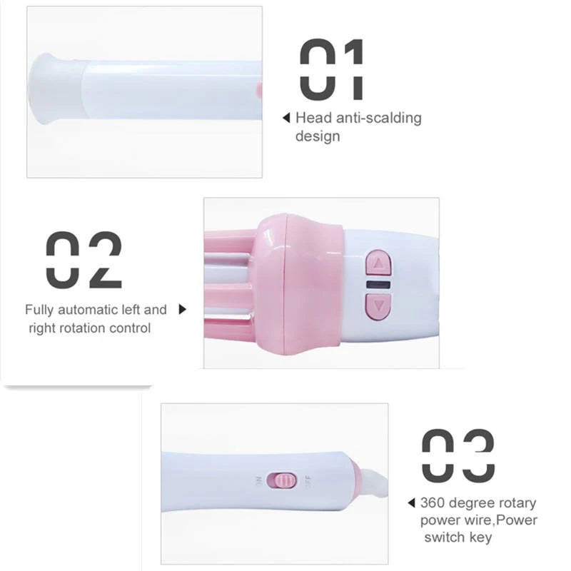 Handheld Hair Curler 2-in-1 Hot Air Brush | Electric Rotating Styler with Comb & Clips – Smooth, Curl & Volumize Hair