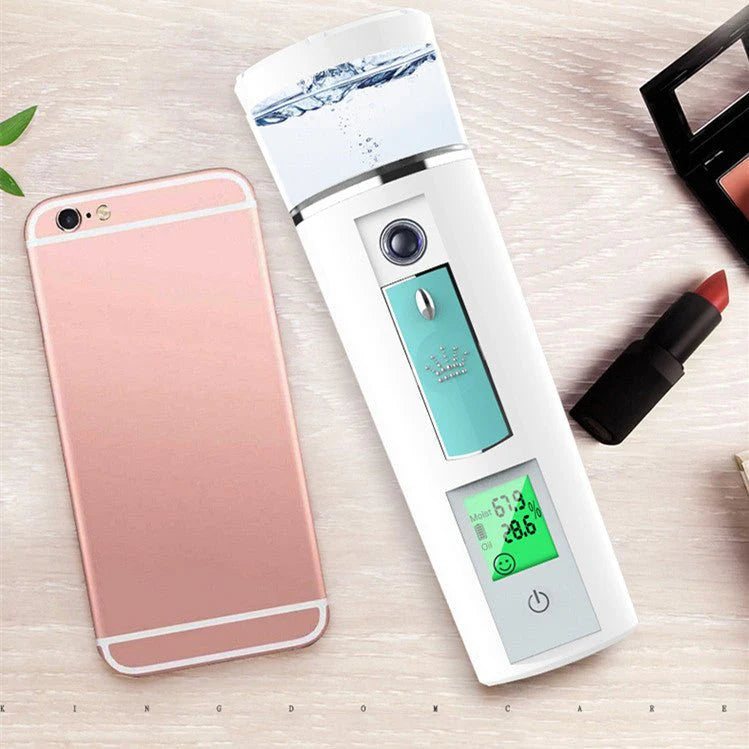 Rechargeable USB Facial Spray Moisturizer – Portable Nano Mist Hydration Device (White)
